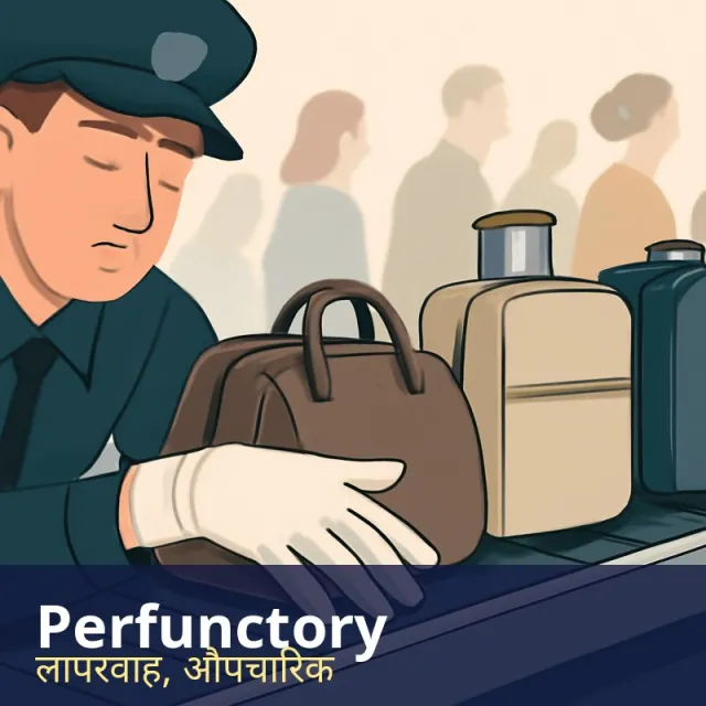 Perfunctory - Done as a routine duty, with little care, interest or effort.