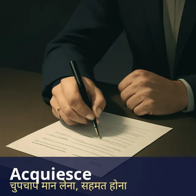 Acquiesce - To accept or agree to something quietly, without protest even if unwilling.