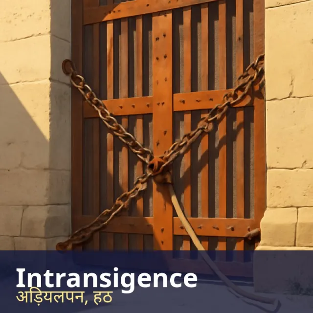 Intransigence - Stubborn refusal to change one's position or to compromise.