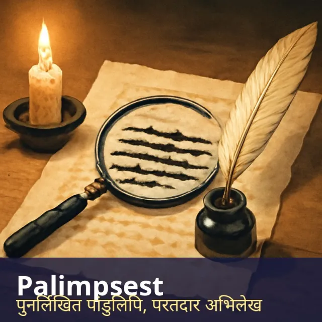 Palimpsest - A surface reused for new writing where traces of the old still show; a layered thing.