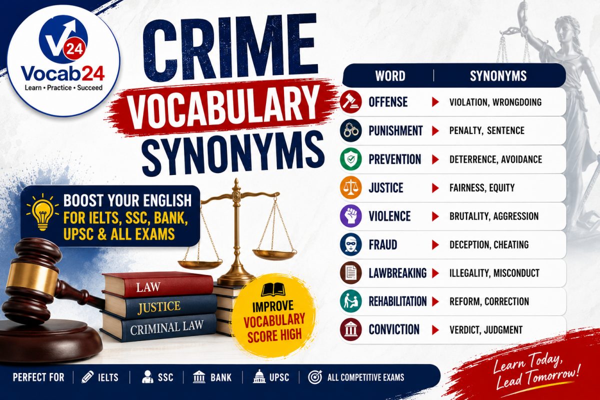 Crime Vocabulary Synonyms for IELTS Task 2, SSC, Bank & Competitive Exams