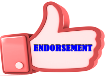 Endorsement - The action of endorsing/backing someone or something.