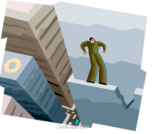 Precarious - Characterized by a lack of security or stability that threatens with danger/ not securely held or in position.