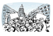 Turmoil  - A state of great disturbance, confusion, or uncertainty.