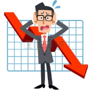 Slump - A sudden severe or prolonged fall in the price, value, or amount of something.