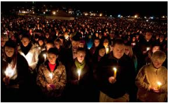 Vigil  - A stationary, peaceful demonstration in support of a particular cause.