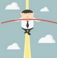 Precarious - (adjective): (not securely held or in position; dangerously likely to fall or collapse.)