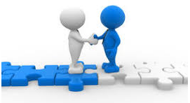 Dovetail  - (Fit or cause to fit together easily and conveniently.)