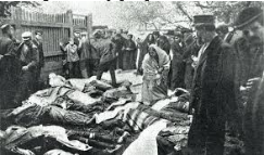 Pogrom  - An organized massacre of a particular ethnic group