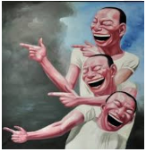 Mockery  - Ridicule that is directed at a person, group, or thing/ a subject of laughter, derision.