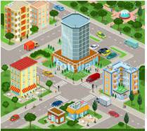 Downtown - (In or relating to the central part or main business and commercial area of a town or city)