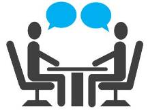 Parley  - A discussion between two groups of people, especially to end an argument.