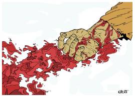 Gore - Blood that has been shed, especially as a result of violence.