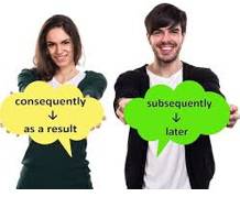 Subsequently  - After a particular thing has happened.