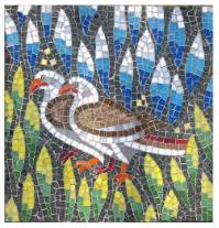 Mosaic  - A picture or pattern produced by arranging together small pieces of stone, tile, glass, etc.