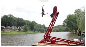 Catapult  - To throw someone or something with great force.