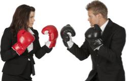 Confrontation - A dispute, fight, or battle between two groups of people.