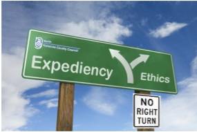 Expediency  - The quality of being convenient and practical despite possibly being improper or immoral.