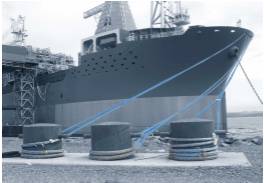 Moorings - The ropes or chains that keep a boat from moving away from a particular place.