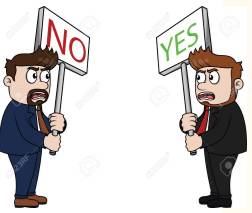 Dissent  - A strong difference of opinion on a particular subject.