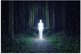 Eerily  - In a strange and frightening manner.