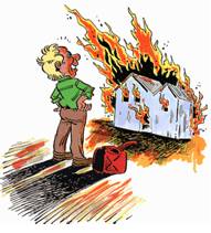 Arson  - The criminal act of deliberately setting fire to property.