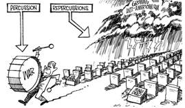Repercussions  - The effect that an action, event, or decision has on something, especially a bad effect.