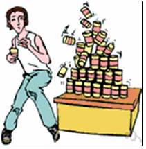 Topple  - Overbalance or cause to overbalance and fall.