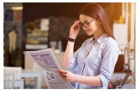 Perusal  - The action of reading or examining something.