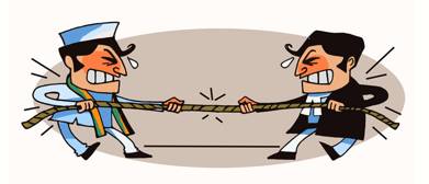 Tussle  - Meaning: a vigorous struggle, typically in order to obtain or achieve something.