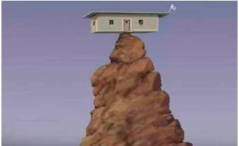 Precarious  - Meaning: dangerously likely to fall or collapse; uncertain