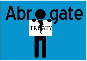 Abrogate  - Meaning: to end a law, agreement, or custom formally.