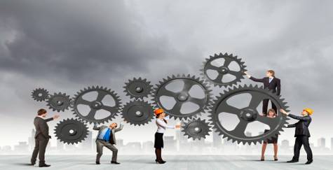 Well-oiled  - Meaning: Working easily and effectively.