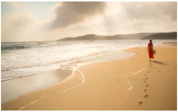 Meander  - Meaning: To walk slowly and change direction often, especially without a particular aim.