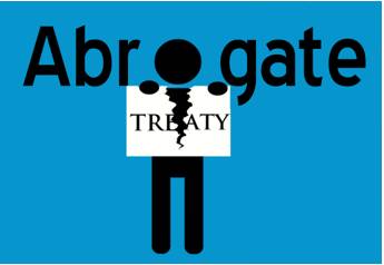 Abrogate  - Meaning: To officially end a law, an agreement, etc.