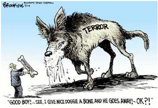 Appeasement  - Meaning: The act of making somebody calmer or less angry by giving them what they want.