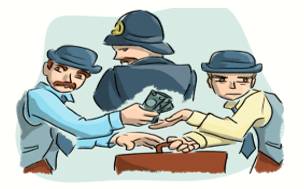 Malfeasance  - Meaning: The doing of a wrongful or illegal act, esp. by a public official.
