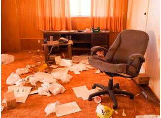 Disarray  - Meaning- A state of disorganization or untidiness. (अव्यवस्था)