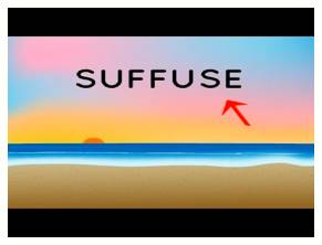 Suffuse  - Meaning- To spread all over or through somebody/something.