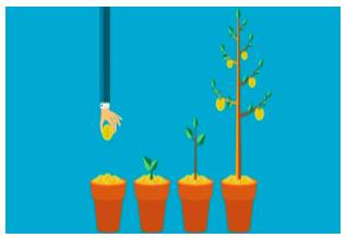 Burgeon  - Meaning- To begin to grow or develop rapidly.