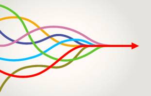 Convergence  - Meaning- The process of moving together from different directions and meeting; the point where this happens.