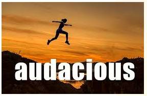 Audacious  - Meaning- Willing to take risks or to do something that shocks people.