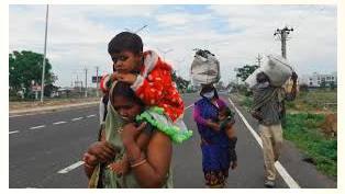 Trudge  - Meaning-  To walk slowly or with heavy steps, because you are tired or carrying something heavy.