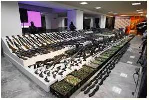 Arsenal  - Meaning- A place where weapons and military equipment are stored or made.