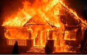 Arson  - Meaning- The criminal act of deliberately setting fire to property.