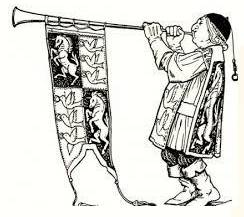 Herald  - Meaning- To say in public that somebody/something is good or important.