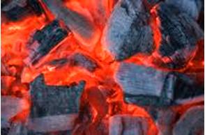 Ember  - Meaning- A piece of wood or coal that is not burning but is still red and hot after a fire has died.