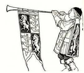 Herald  - Meaning- To say in public that somebody/something is good or important.