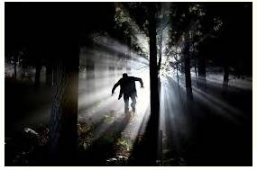 Eerie  - Meaning - Strange and frightening.