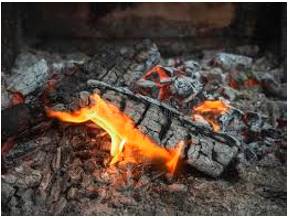 Smouldering - Meaning - Burning slowly with smoke but no flame.